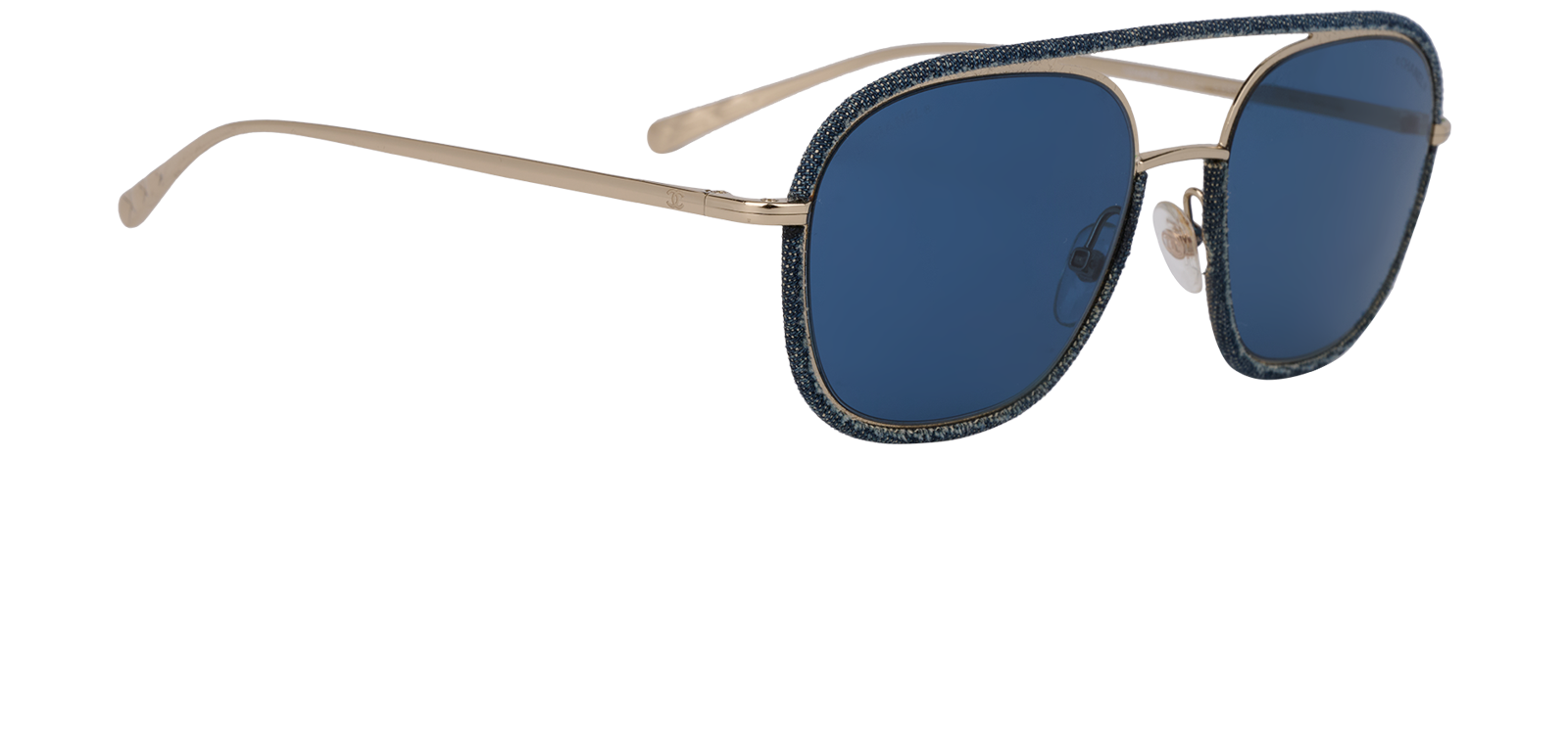 Chanel 4249-J Aviator Sunglasses, &pound;175, Accessories, Blue/Gold, Side view