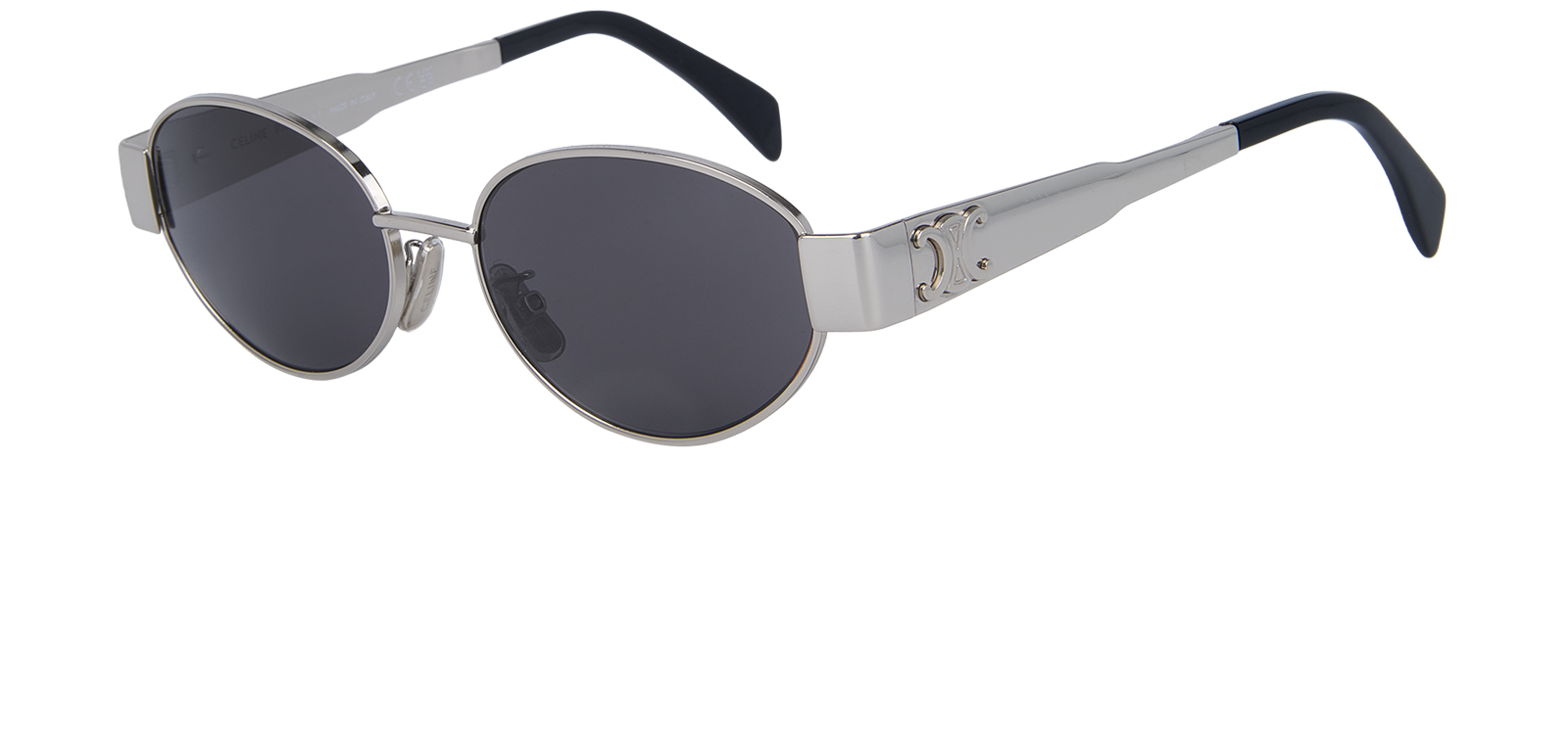 Celine CL40235U Triomphe Sunglasses, &pound;275, Accessories, Black/Silver, Bottom view