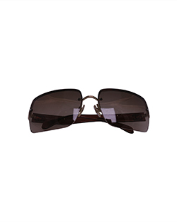 4107-B Sunglasses, Rimless, Brown Rectangle Lens, Case,
