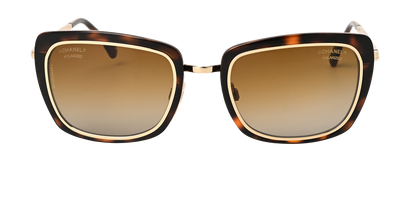 Chanel 4203 Square Sunglasses, &pound;190, Accessories, Brown, Front view