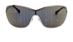 Chanel 71212 Logo Gradient Shield Sunglasses, Metal, Silver/Black, C, 3*