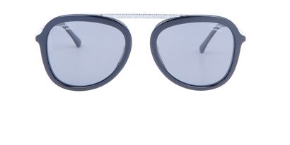 Chanel 5381A Aviator Sunglasses, &pound;220, Accessories, Black, Front view