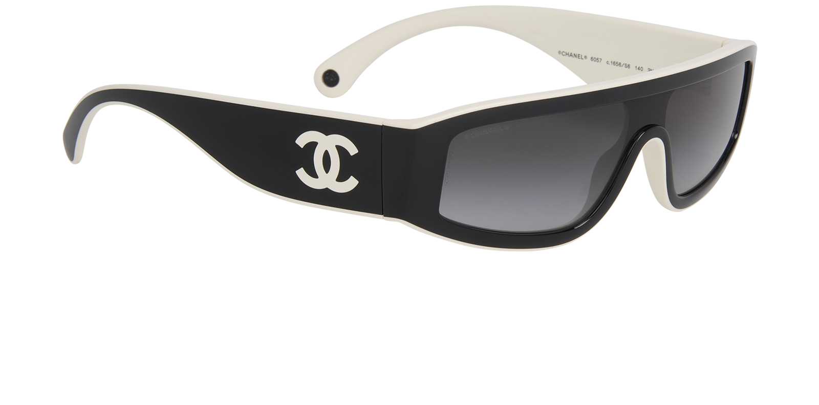 Chanel 6057 Shield Sunglasses, &pound;220, Accessories, Black/White, Side view