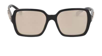 Chanel 5408 Square Mirrored Sunglasses, &pound;210, Accessories, Black, Front view