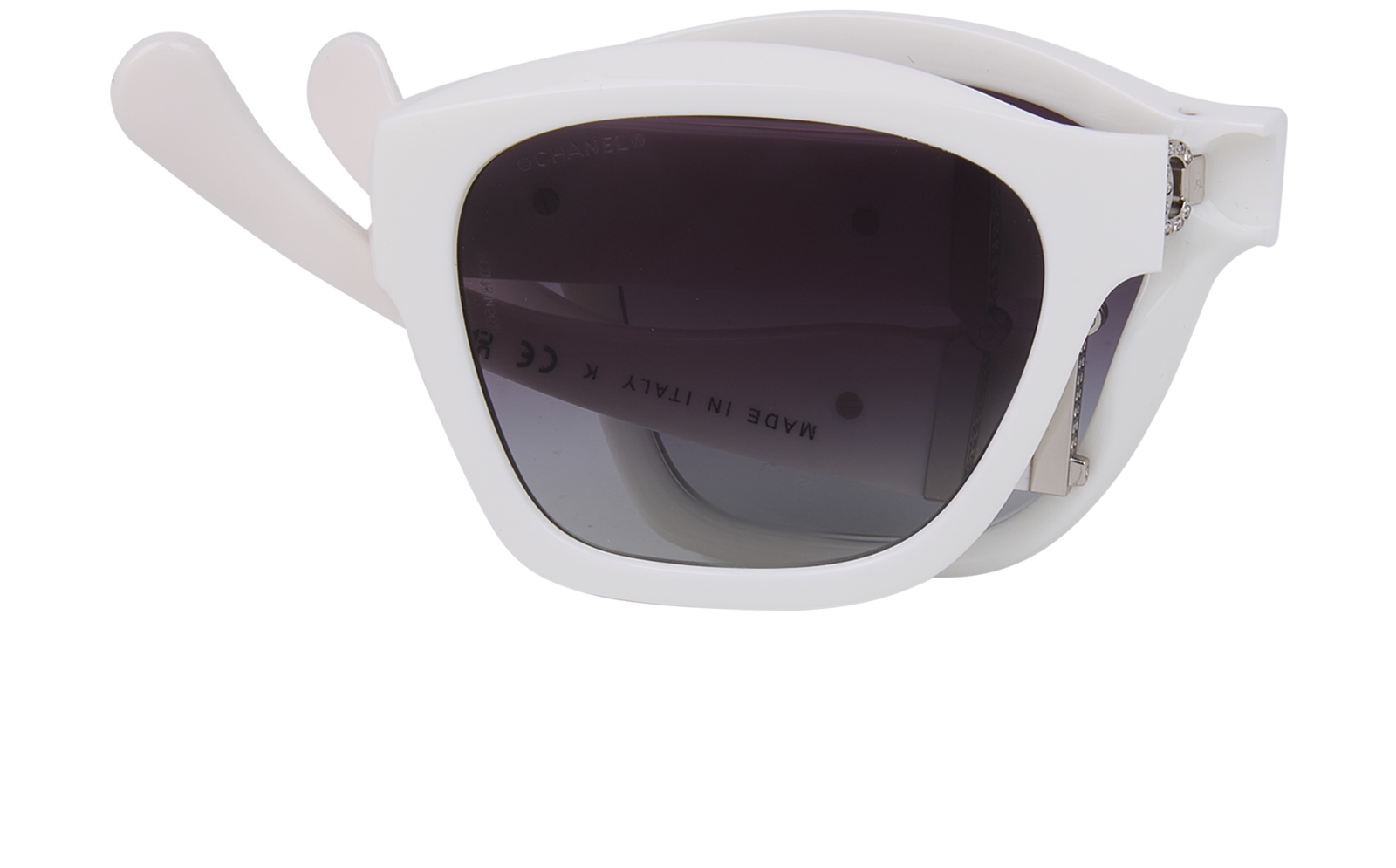 Chanel 6055-B Square Folding Sunglasses, &pound;250, Accessories, White, Other view