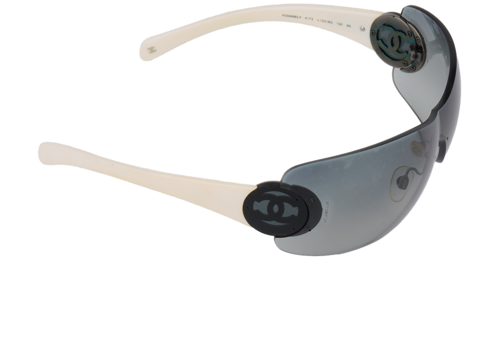 Chanel Vintage Shield Sunglasses, &pound;150, Accessories, White, Side view
