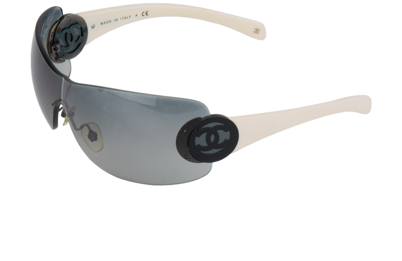 Chanel Vintage Shield Sunglasses, &pound;150, Accessories, White, Bottom view