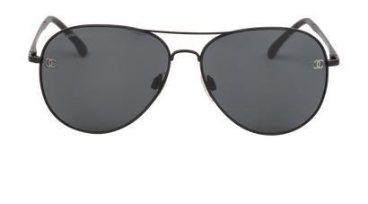 Chanel 4189-T-Q Aviators Sunglasses, &pound;220, Accessories, Black, Front view