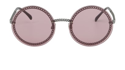 Chanel 4245 Round Chain Sunglasses, &pound;495, Accessories, Pink/Purple, Front view