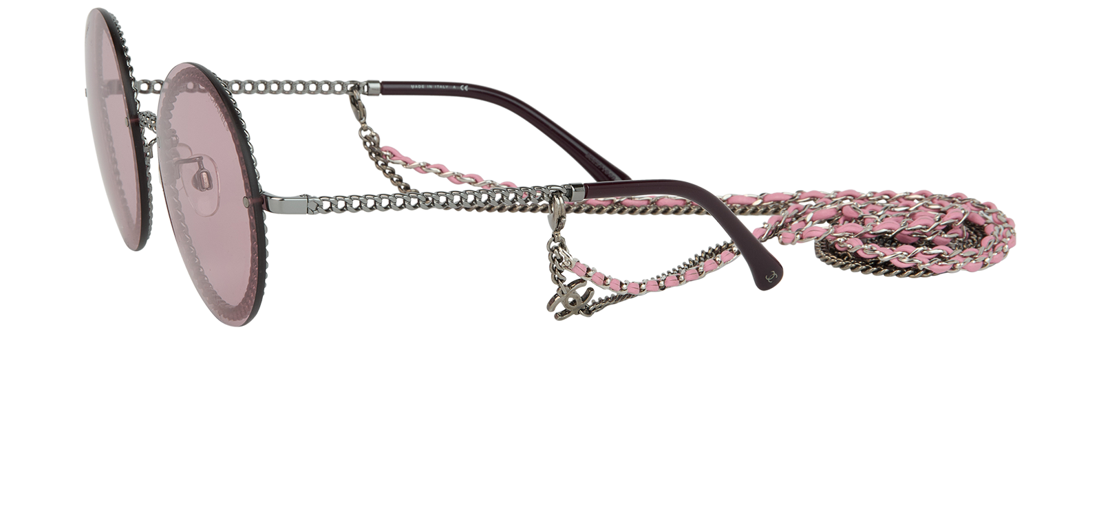 Chanel 4245 Round Chain Sunglasses, &pound;495, Accessories, Pink/Purple, Bottom view