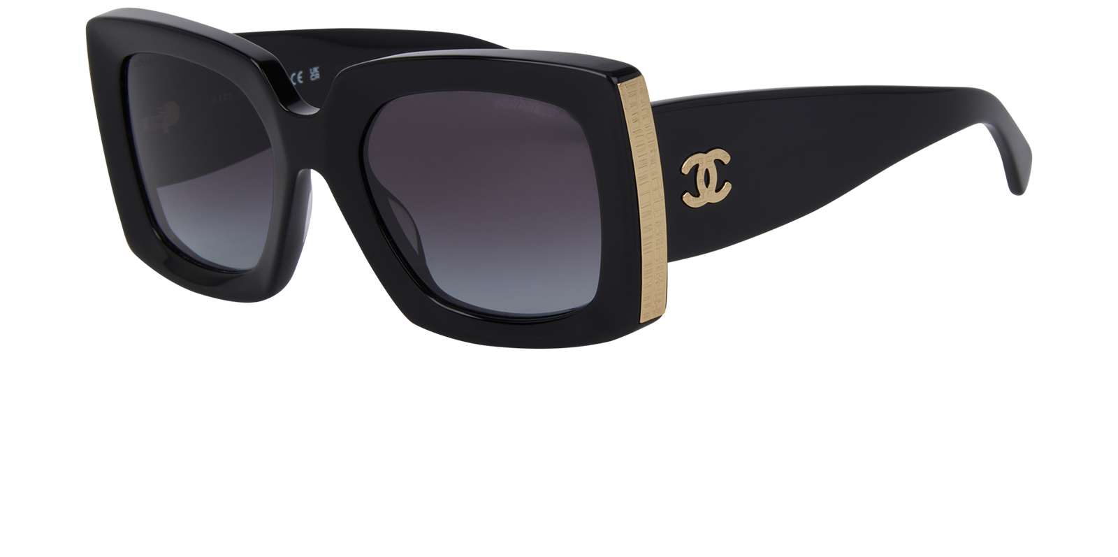 Square Chanel Sunglasses - Model 5435 BLACK - COCO CHANEL-CC Logo Chanel Acetate Rectangle Sunglasses 5435-A Black 1635107  main image 4