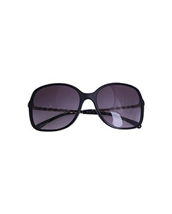 Chanel 5210-Q Square Chain Sunglasses, Black Lens, Black Plastic Frame, Bo