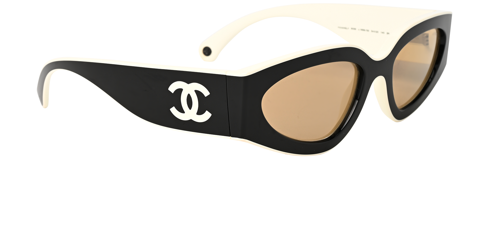 Chanel 6056 CC Logo Sunglasses, &pound;275, Accessories, Black/Cream, Side view