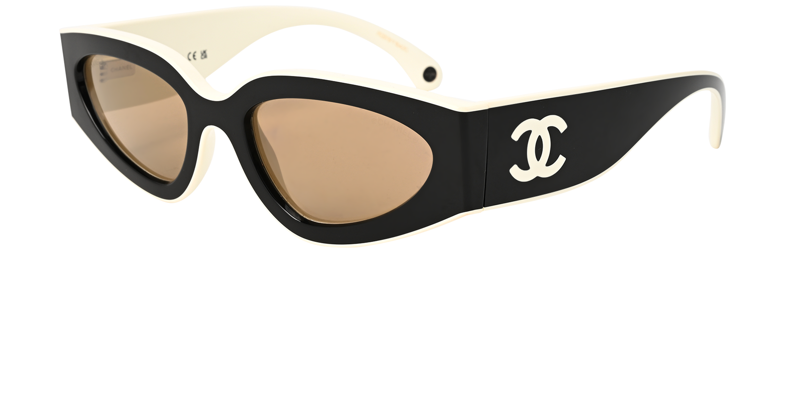 Chanel 6056 CC Logo Sunglasses, &pound;275, Accessories, Black/Cream, Bottom view