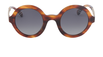 Chanel 5441 Round Tortoiseshell Sunglasses, front view