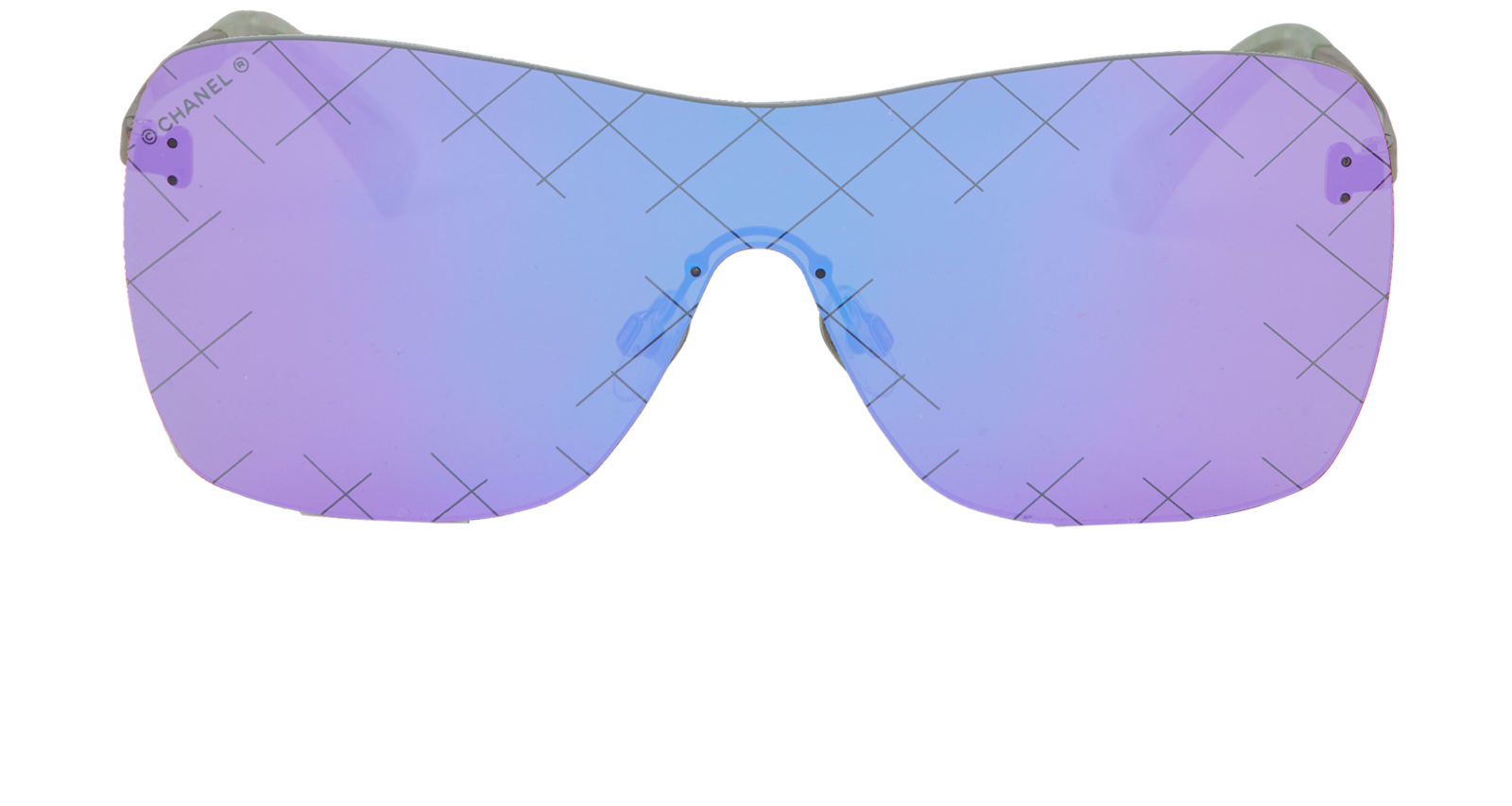 Chanel Blue pPurple gradient crystals embellished gradient shield sunglasses CHANEL Blue Plastic Frame Sunglasses for Women for sale | eBay main image 3
