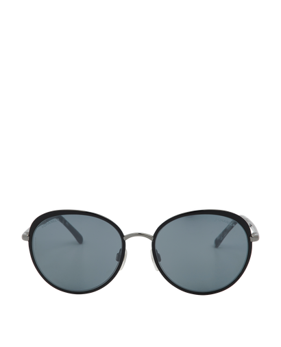 Chanel Oval Sunglasses, &pound;195, Accessories, Black/Silver, Front view
