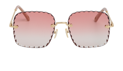 Chloe Rosie CE161S Square Sunglasses, &pound;110, Accessories, Gold/Pink, Front view
