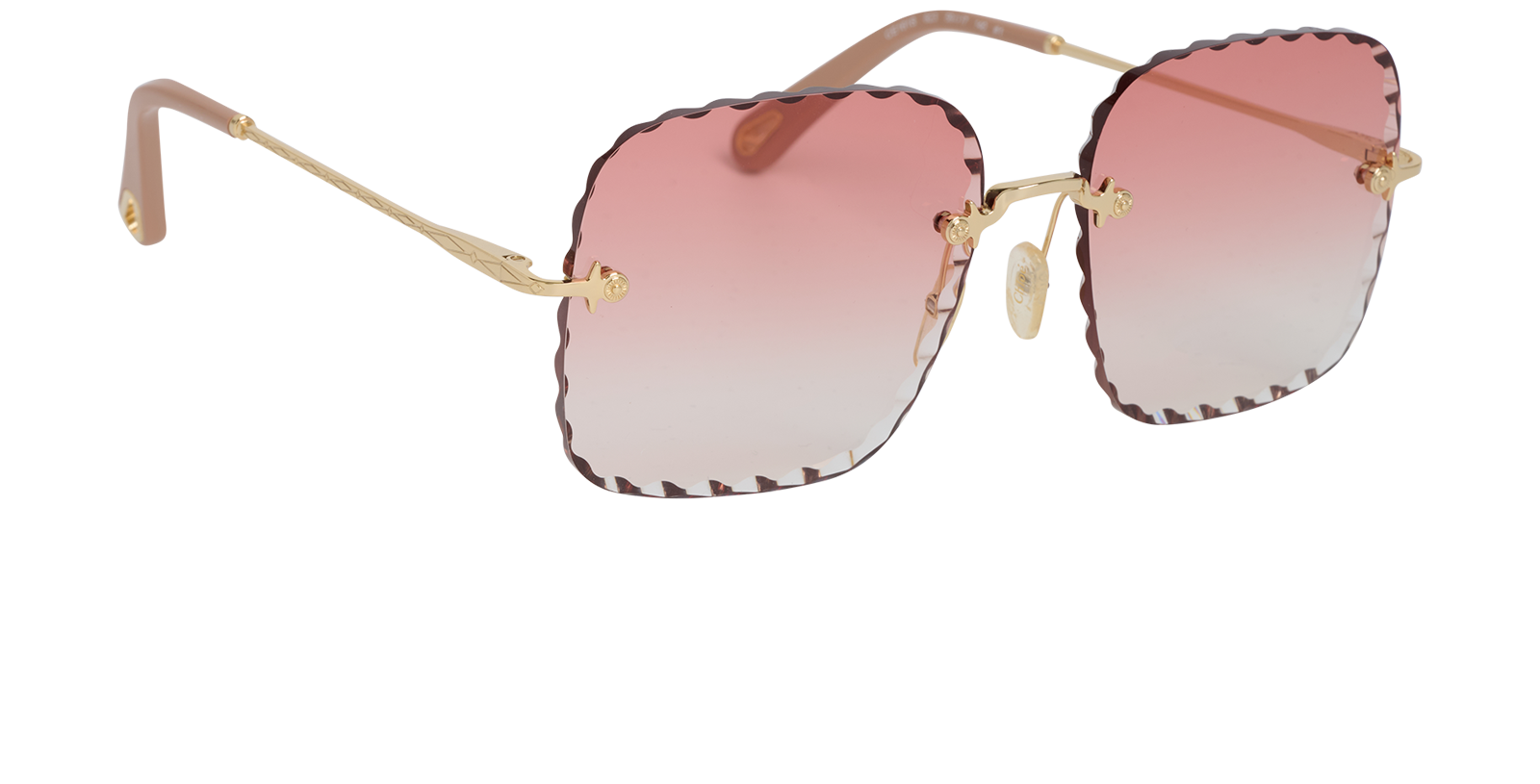 Chloe Rosie CE161S Square Sunglasses, &pound;110, Accessories, Gold/Pink, Side view