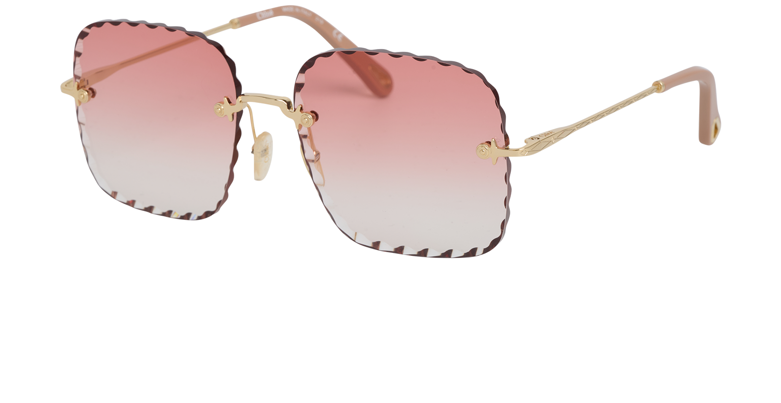 Chloe Rosie CE161S Square Sunglasses, &pound;110, Accessories, Gold/Pink, Bottom view