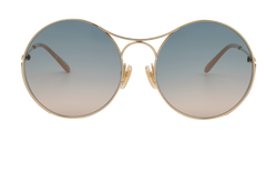 Chloe CH0166S Round Aviator Sunglasses, Metal, Beige, C, 2*