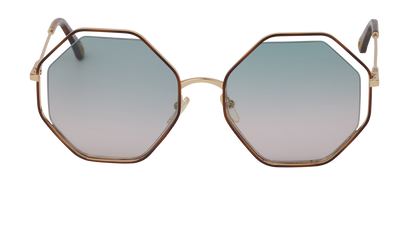 Chloe CE132S Octagonal Sunglasses, &pound;110, Accessories, Gold, Front view