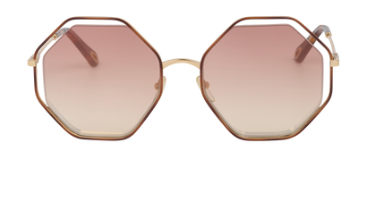 Chloe CE132S Octagonal Sunglasses, &pound;90, Accessories, Brown, Front view