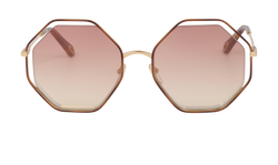 Chloe CE132S Octagonal Sunglasses, Metal, Brown, C, 2*