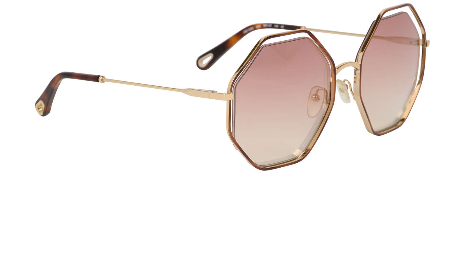Chloe CE132S Octagonal Sunglasses, &pound;90, Accessories, Brown, Side view