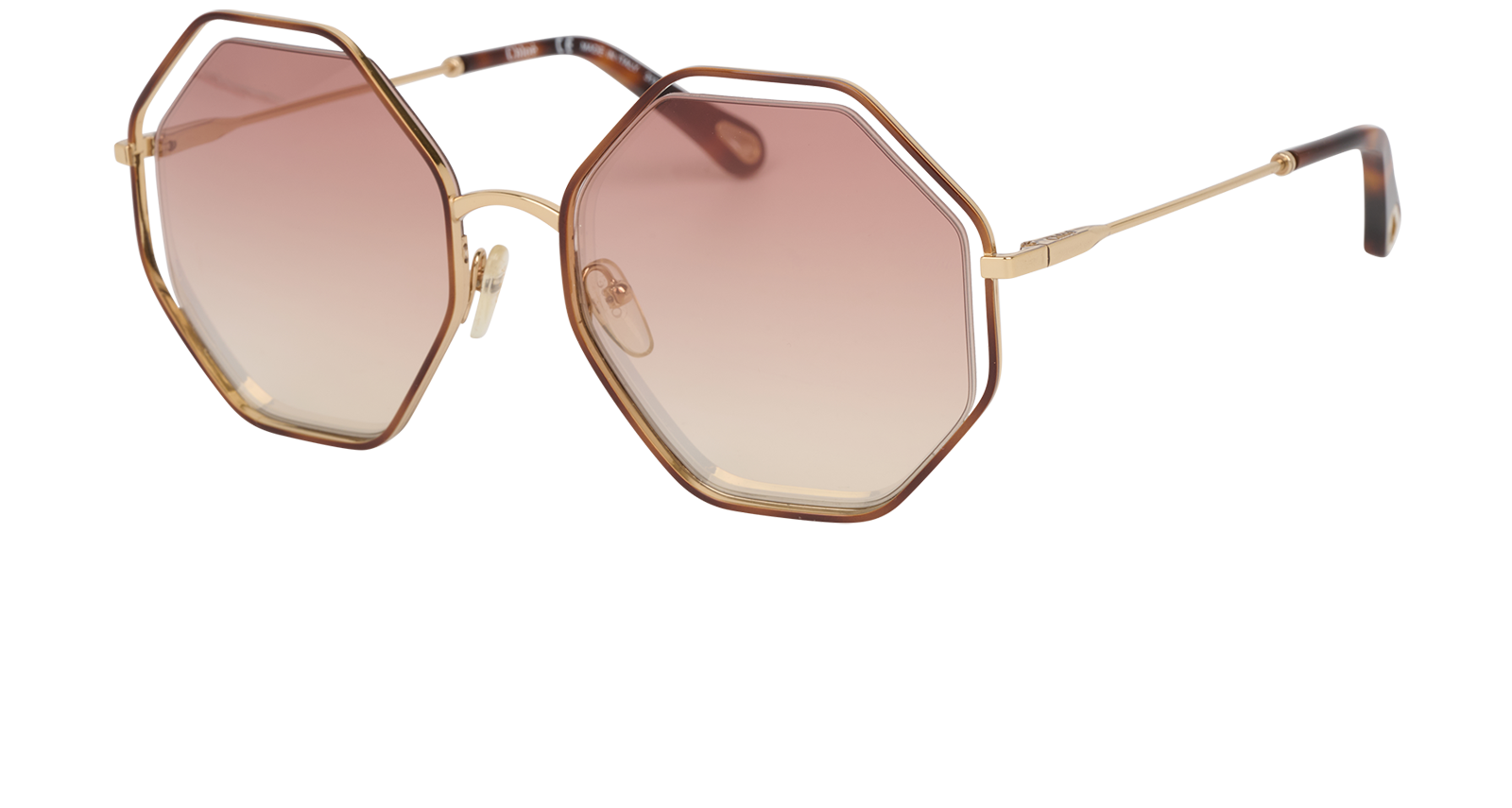 Chloe CE132S Octagonal Sunglasses, &pound;90, Accessories, Brown, Bottom view