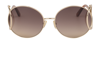 Chloe CE124S Round Sunglasses, &pound;160, Accessories, Gold, Front view