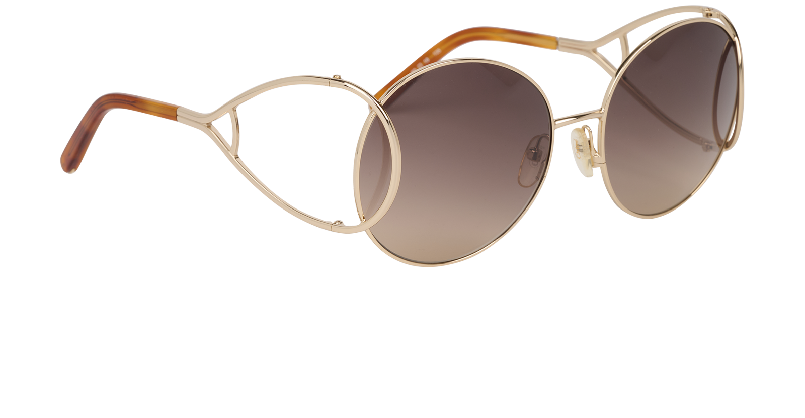 Chloe CE124S Round Sunglasses, &pound;160, Accessories, Gold, Side view