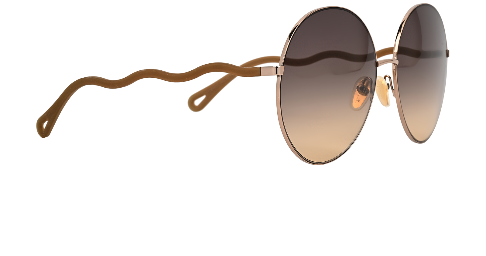 Chloe CH00555 Round Sunglasses, &pound;110, Accessories, Rose Gold, Side view