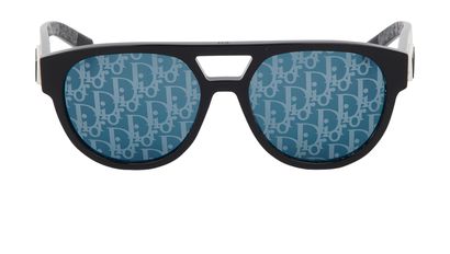 Christian Dior B23 Rectangular Sunglasses, &pound;150, Accessories, Black/Blue, Front view