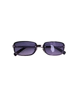 Vintage Rectangle Sunglasses DG3725, Black Lens,  Silver Frame, Case + Box