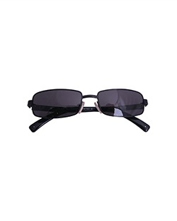 Vintage Rectangle Sunglasses 2069-715, Black Lens,  Black/White Frame, Cas