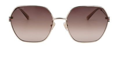 Gucci GG1285SA Hexagonal Sunglasses, £150, Accessories, Gold, Front view