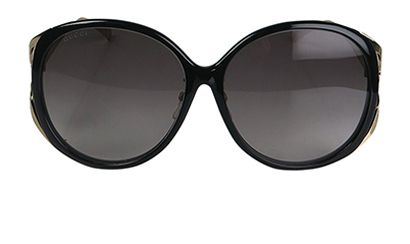 Gucci Oversized Sunglasses, &pound;90, Accessories, Black/Gold/Green/Red, Front view