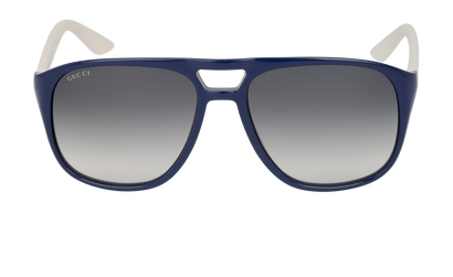 Gucci GG1018/S Aviator Sunglasses, &pound;110, Accessories, Navy/White, Front view