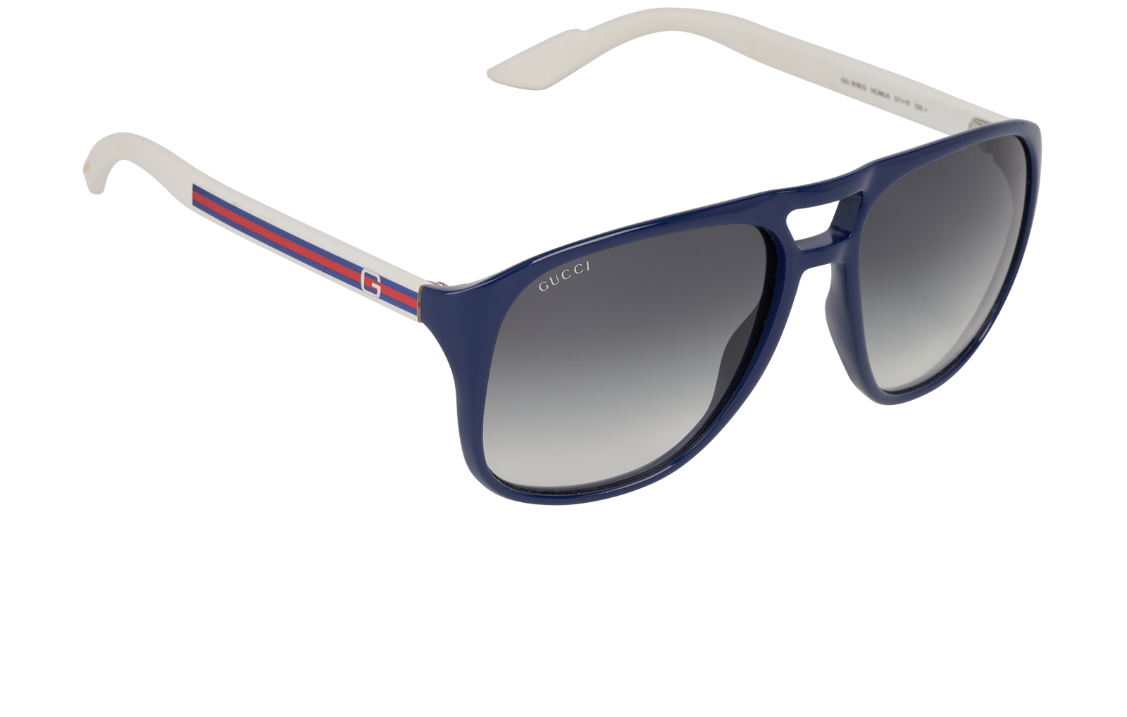 Gucci GG1018/S Aviator Sunglasses, &pound;110, Accessories, Navy/White, Side view