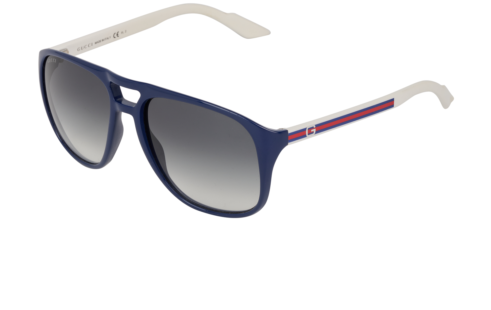 Gucci GG1018/S Aviator Sunglasses, &pound;110, Accessories, Navy/White, Bottom view