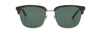 Gucci GG0697S Clubmaster Sunglasses, &pound;140, Accessories, Black/Brown, Front view
