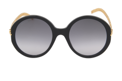 Gucci GG0726S Round Sunglasses, Brass, Black, DB, 3*