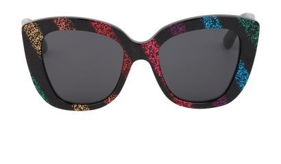 Gucci GG0327S Rainbow Glitter Sunglasses, &pound;130, Accessories, Black, Front view