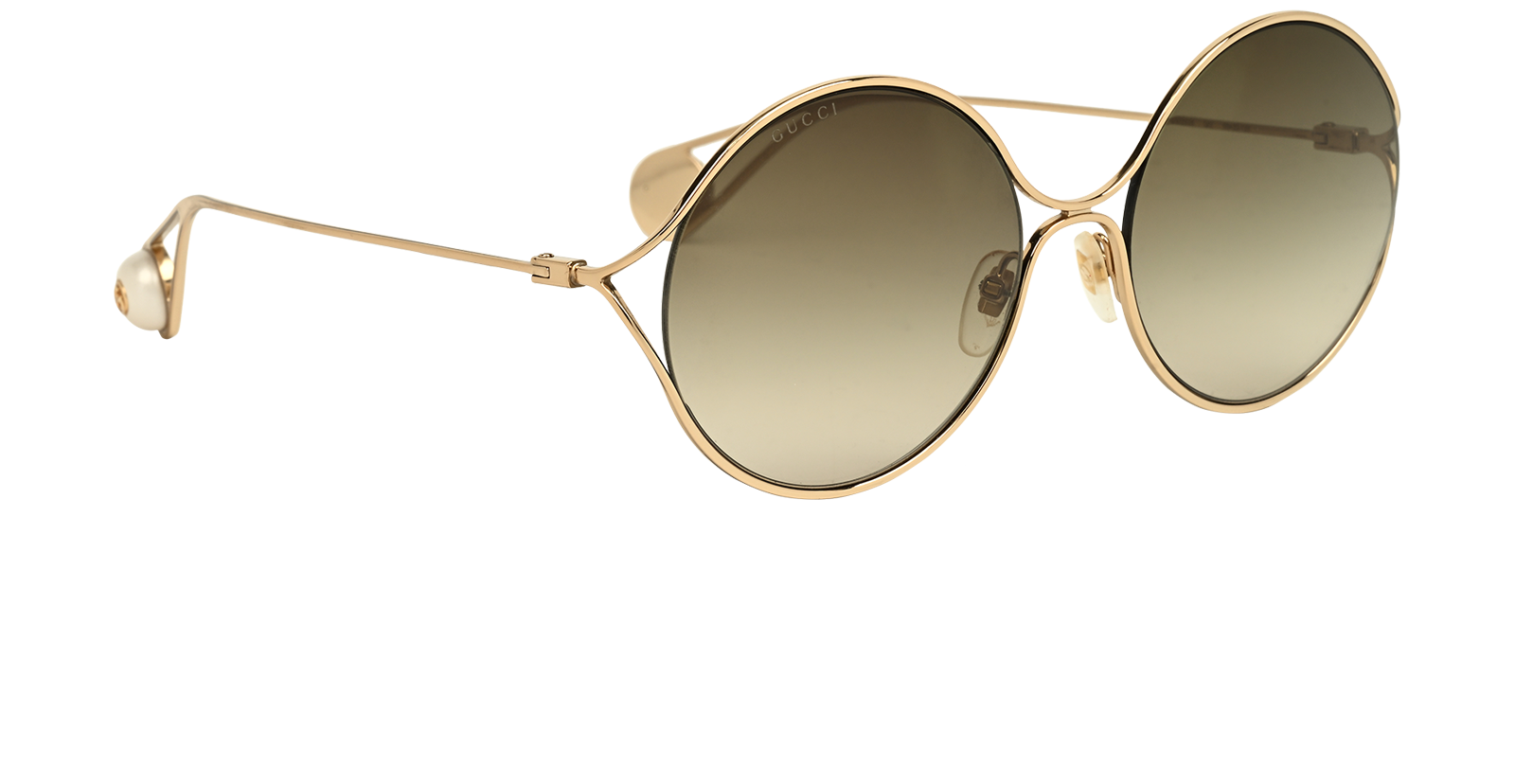 Gucci GG0253S Circle Sunglasses, &pound;150, Accessories, Gold, Side view