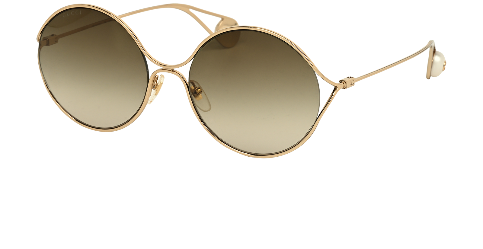 Gucci GG0253S Circle Sunglasses, &pound;150, Accessories, Gold, Bottom view