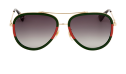Gucci GG0062S Pilot Web Sunglasses, Metal, Green/Red/Black, C, 2*
