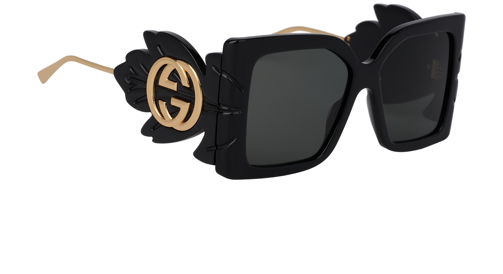 Gucci GG053S Sunglasses, &pound;250, Accessories, Black/Blue, Side view
