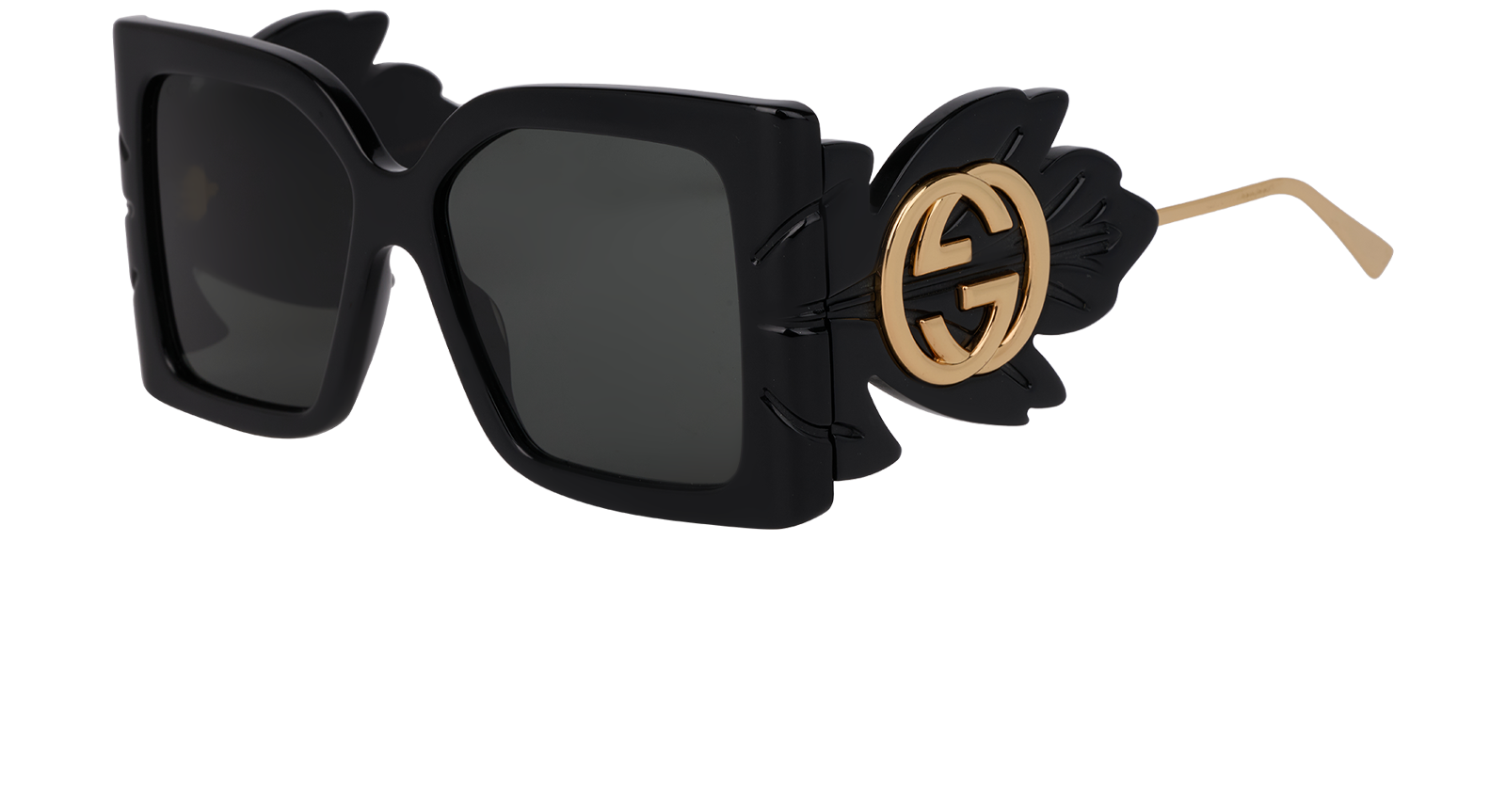 Gucci GG053S Sunglasses, &pound;250, Accessories, Black/Blue, Bottom view