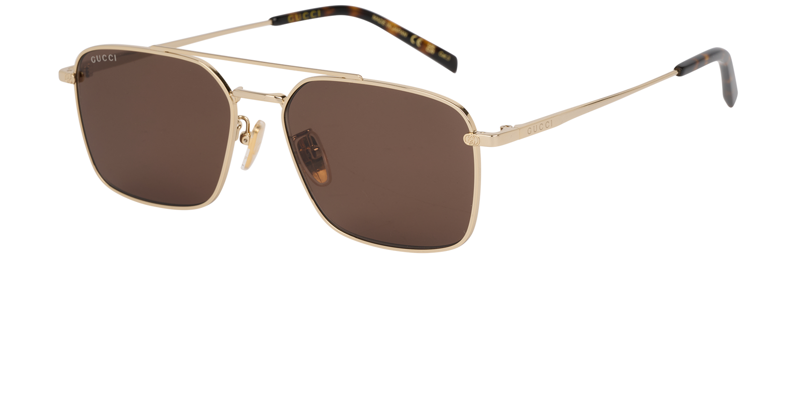 Gucci GG1957SA Pilot Sunglasses, &pound;150, Accessories, Gold, Bottom view